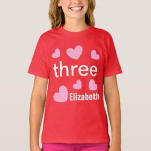 3rd Birthday Pink Hearts for Girl V005 T-Shirt