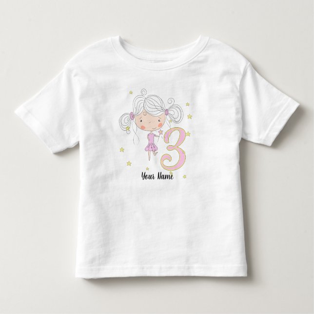3rd Birthday Pink Princess Toddler T-Shirt (Front)