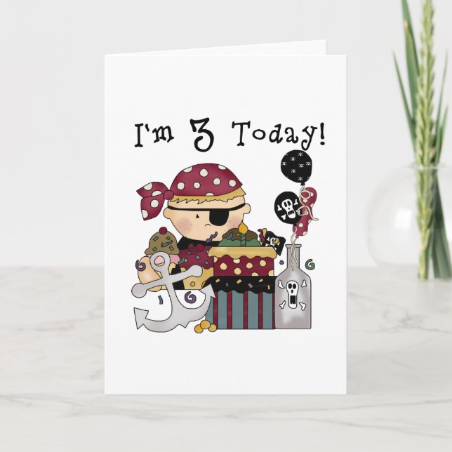 3rd Birthday Pirate Tshirts and Gifts Card (Front)