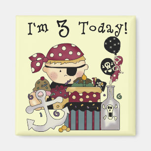 3rd Birthday Pirate Tshirts and Gifts Magnet