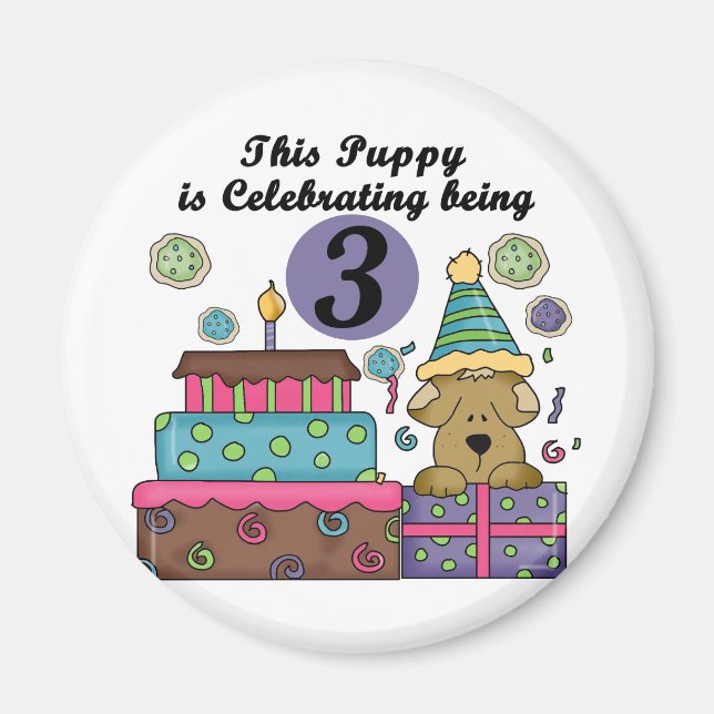 3rd Birthday Puppy T-shirts and Gifts Magnet (Front)