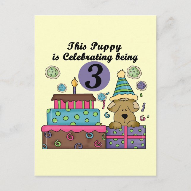 3rd Birthday Puppy T-shirts and Gifts Postcard (Front)