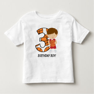 3rd Birthday Red and White Basketball Player Toddler T-Shirt