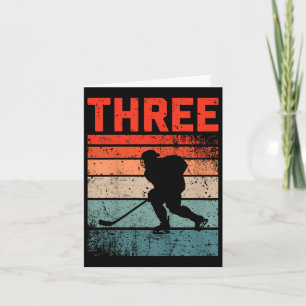 3rd Birthday Retro Ice Hockey 3 Years Old Boy Girl Card