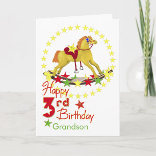 3rd Birthday Rocking Horse Stars Card