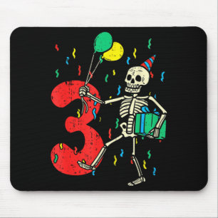 3rd Birthday Skeleton Halloween 3 Year Old Funny Mouse Pad