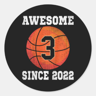 3rd Birthday Sketll Lover 3 Years Old Vintage Spor Classic Round Sticker