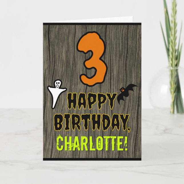 3rd Birthday: Spooky Halloween Theme + Custom Name Card (Front)