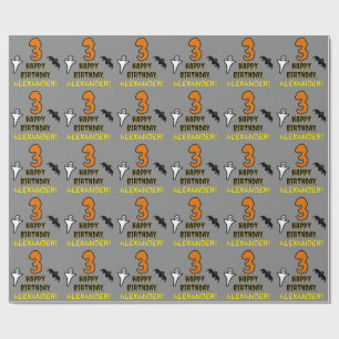 3rd Birthday: Spooky Halloween Theme + Custom Name Wrapping Paper