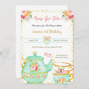 3RD Birthday Tea Party Invitation