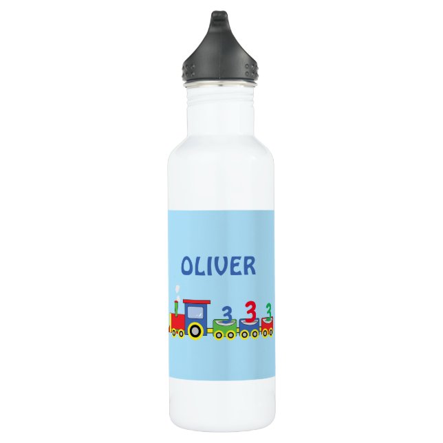 3rd Birthday Train Personalise Name 710 Ml Water Bottle (Right)