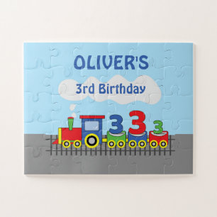3rd Birthday Train Personalise Name Jigsaw Puzzle