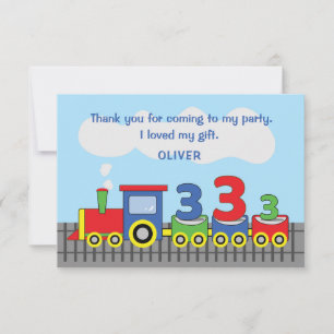 3rd Birthday Train Personalise Name Thank You Card