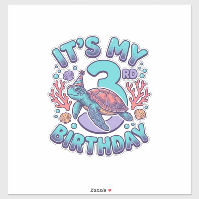 3rd Birthday Turtle Vintage Engraving Design_1 (Sheet)