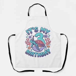 3rd Birthday Turtle Vintage Engraving Design_1 Apron
