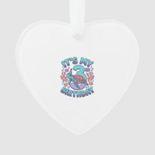3rd Birthday Turtle Vintage Engraving Design_1 Ornament