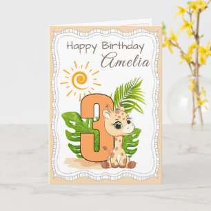3rd Birthday Watercolor Animals Card