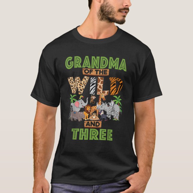3rd Birthday Zoo Safari Jungle Grandma Of The Wild T-Shirt (Front)