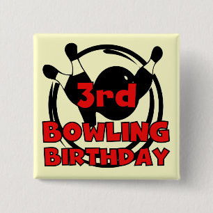 3rd Bowling Birthday Tshirts and Gifts 15 Cm Square Badge