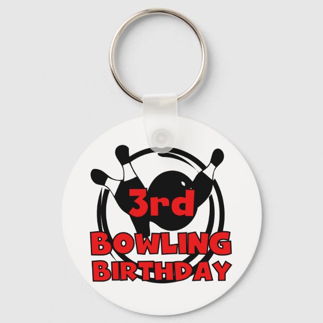 3rd Bowling Birthday Tshirts and Gifts Key Ring (Front)