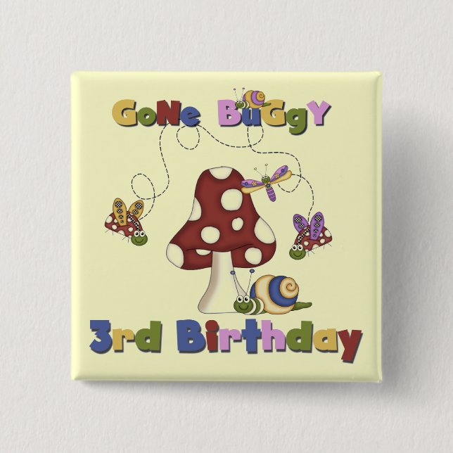 3rd Bug Birthday Tshirts and Gifts 15 Cm Square Badge (Front)
