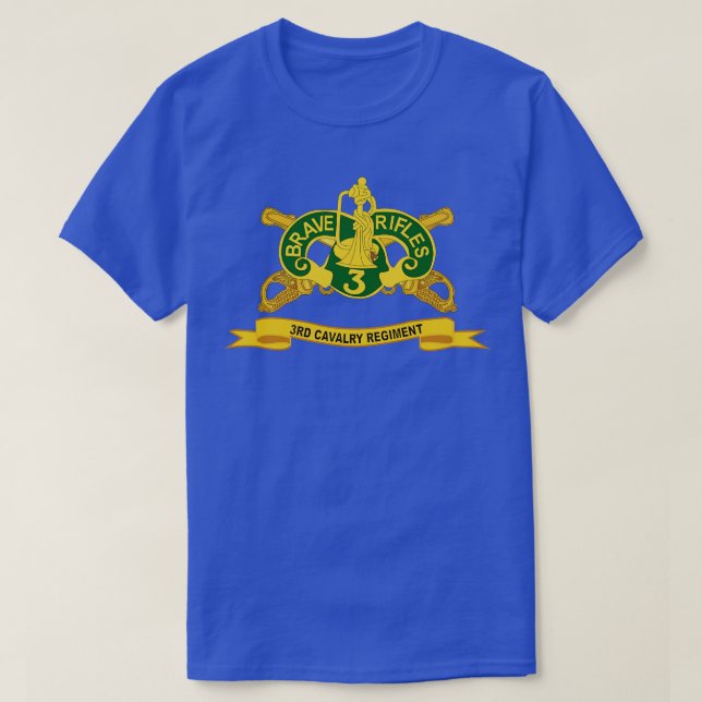 3rd Cavalry Regiment w Br Ribbon T-Shirt (Design Front)