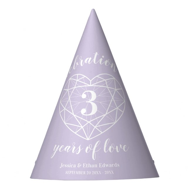 3rd crystal wedding anniversary party hats (Front)