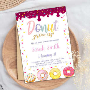 3rd Doughnut Birthday Invitation,Doughnut Invitati Invitation