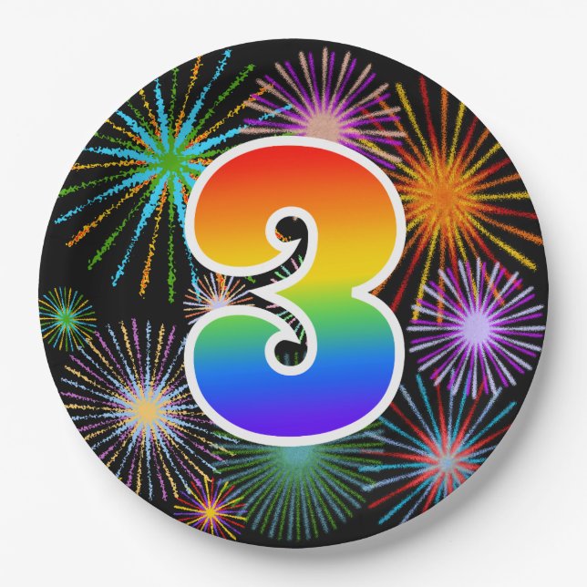 3rd Event - Fun, Colourful, Bold, Rainbow 3 Paper Plate (Front)