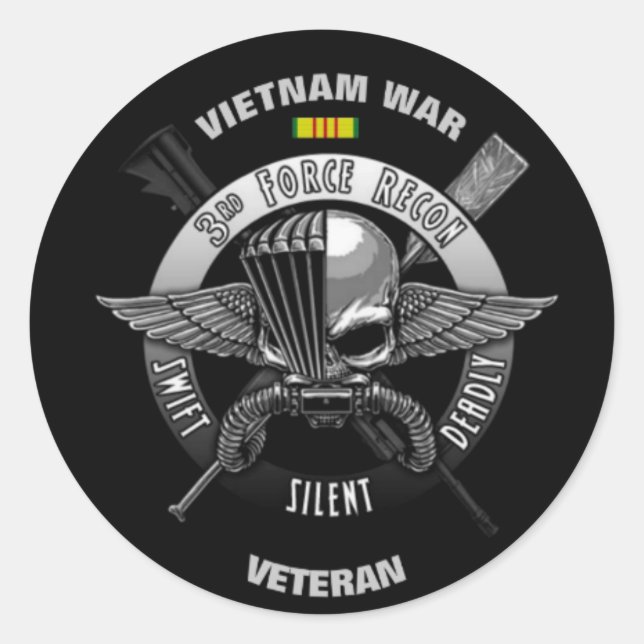 3RD FORCE RECON VIETNAM WAR VETERAN CLASSIC ROUND STICKER (Front)