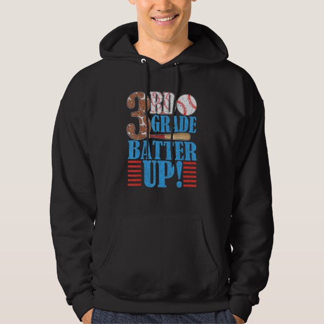 3rd Grade Back To School  3rd Grade Batter Up Base Hoodie (Front)