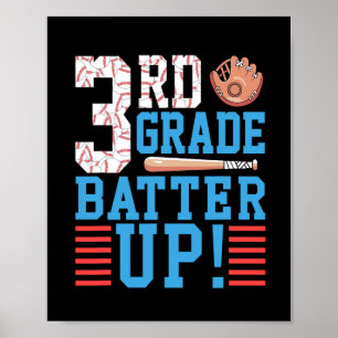 3rd Grade Back To School 3rd Grade Batter Up Baseb Poster