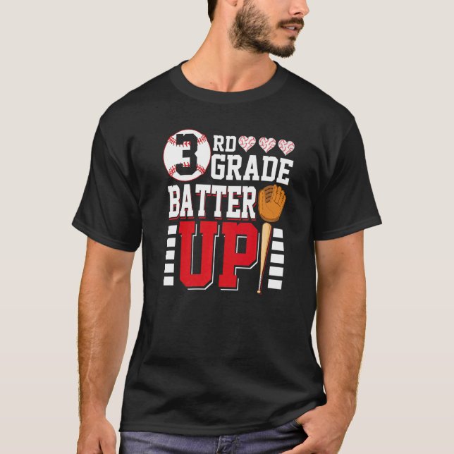 3rd Grade Back To School 3rd Grade Batter Up Baseb T-Shirt (Front)