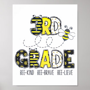 3rd Grade Bee Theme Back To School For Kids Poster