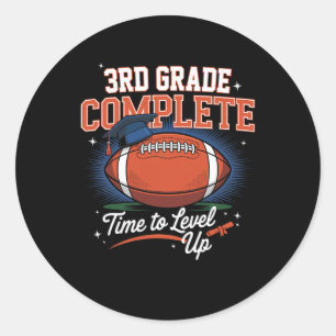 3rd Grade Complete Time To Level Up Football Last Classic Round Sticker