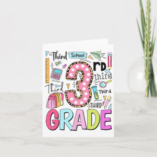 3rd Grade Cute Typography Dots Back To School Teac Card