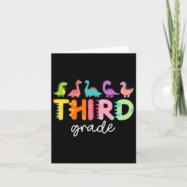 3rd Grade Dinosaur Back To School First Day Of Sch Card (Front)