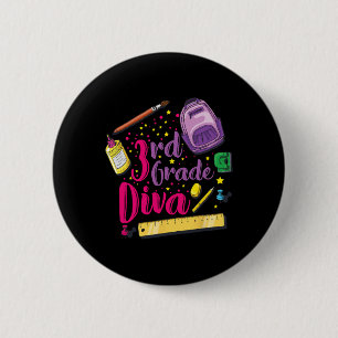 3rd Grade Diva First Day Of School Girl Clothes Gi 6 Cm Round Badge