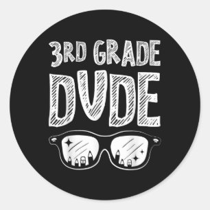 3rd Grade Dude Back To School Funny Third Grade Bo Classic Round Sticker