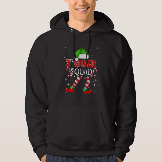3rd Grade Elf Squad Matching Teach Christmas Schoo Hoodie (Front)