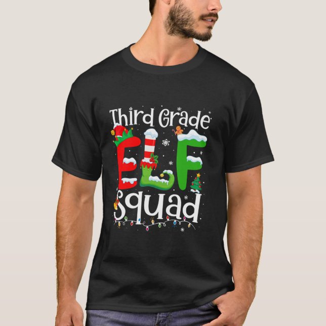 3rd Grade Elf Squad Xmas Funny Christmas Third Gra T-Shirt (Front)