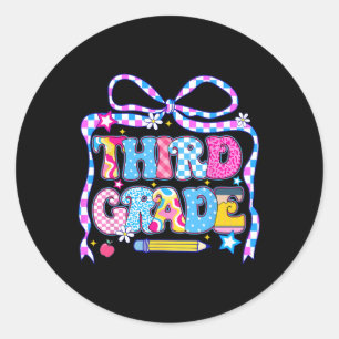 3rd Grade For Boys Girls Teacher Third Grade Back  Classic Round Sticker