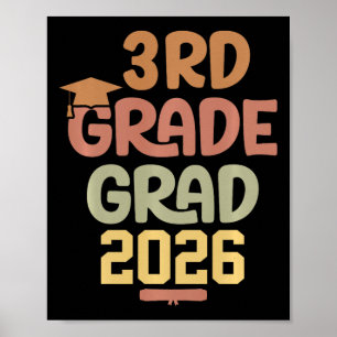 3rd Grade Grad Cl Of 2026 Graduation Bold Cosy Col Poster