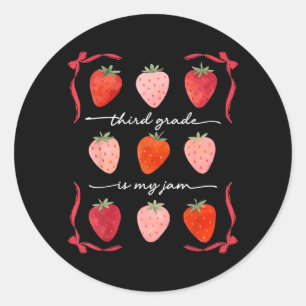 3rd Grade Is Jam Cute Strawberry Teacher Back To Classic Round Sticker
