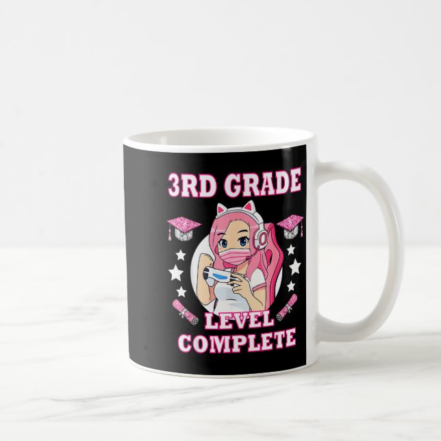 3rd grade level complete funny gaming graduation coffee mug (Right)
