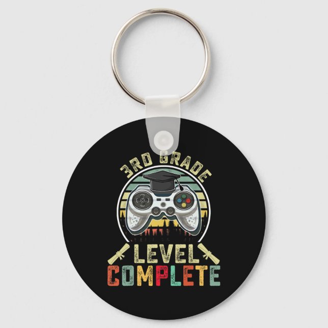 3rd Grade Level Complete Gamer 3rd Grade Graduatio Key Ring (Front)