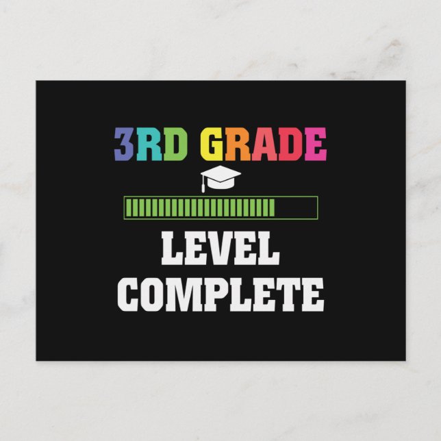 3rd Grade Level Complete Kids Back to School Gamer Postcard (Front)