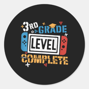 3rd Grade Level Complete Last Day Of School Gamer  Classic Round Sticker
