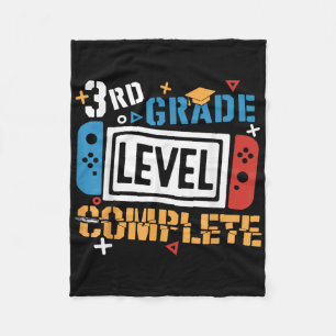 3rd Grade Level Complete Last Day Of School Gamer  Fleece Blanket