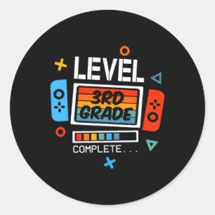 3rd Grade Level Complete Last Day Of School Video Classic Round Sticker